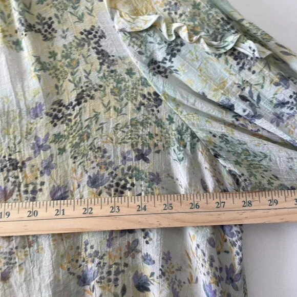 Zac & Rachel Womens Ivory Ruffle Trim Floral Print Preppy Blouse Top Size 3X - Picture 5 of 9